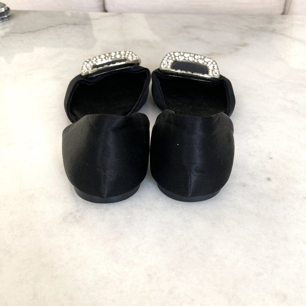 Roger Vivier D'Orsay ballet flats (black w/ silver buckles & crystals) size 5 - Picture 6 of 12
